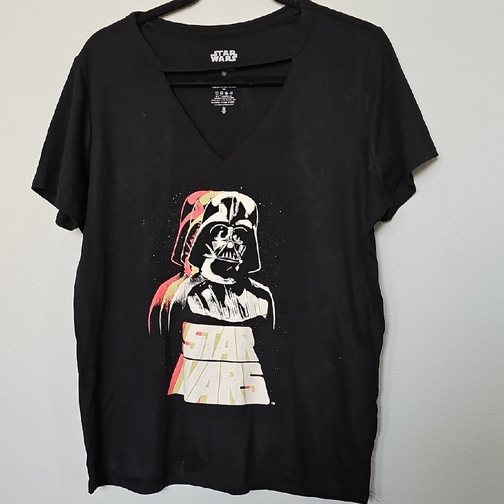 Star Wars Black T-Shirt with Darth Vader Graphic Cut Out At Neck 0X